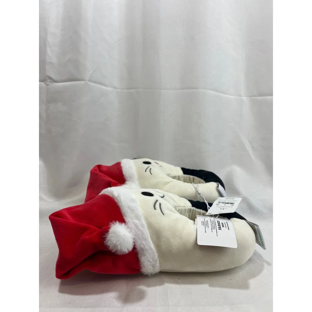 Squishmallows Cam the Cat Santa‎ Hat Christmas Plush Slippers Kids Size 4/5 NEW